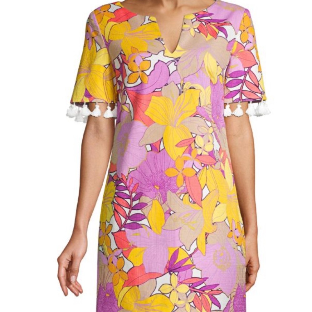 Trina Turk Raine Tassel Shift Dress women’s 8 NWOT